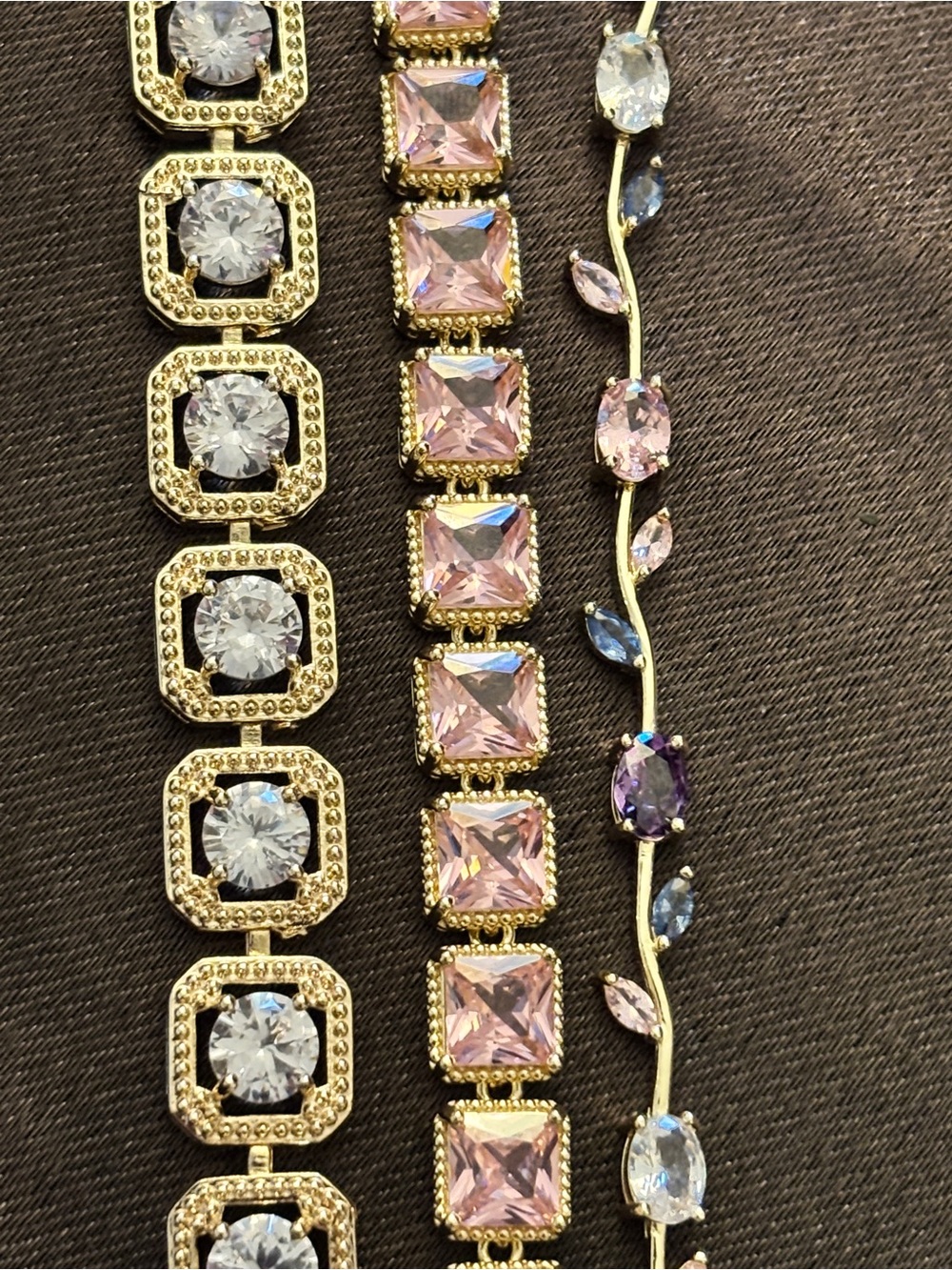 Pretty Bird Yellow Gold Round-Cut, Princess-Cut & Rose-Inspired CZ Bracelets